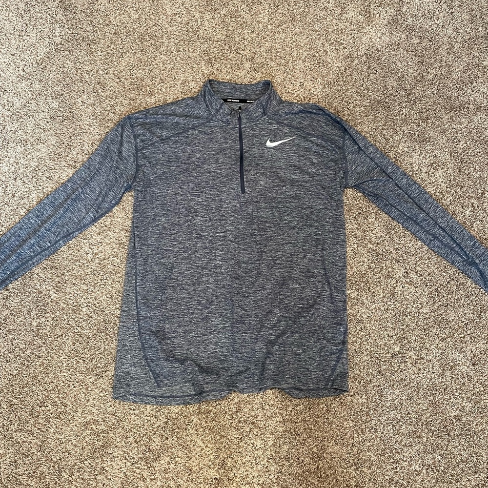 Nike men’s running quarter zip - blue and grey dri fit Large